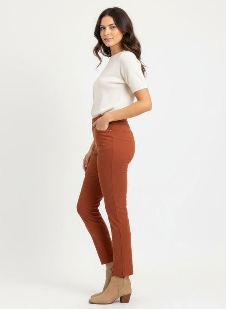 TRUEDAMES Counterparts Pull On Solid Pants Braun US 14 3