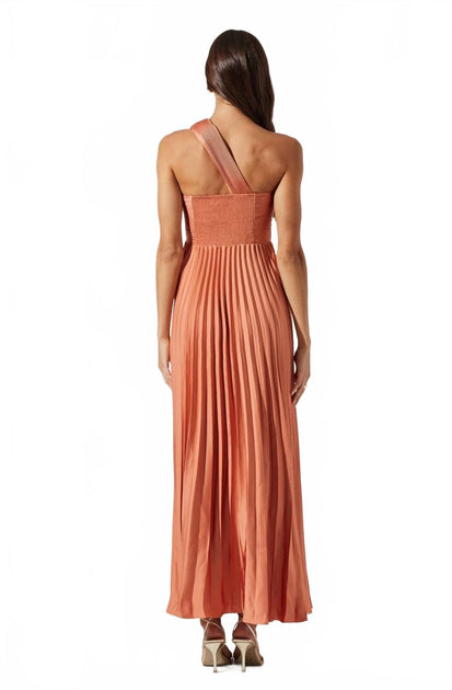 ASTR Rasya Pleated Maxi Dress In Coral