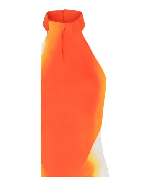 Ferragamo Abstract-Print Halterneck Dress Orange EU 40 4