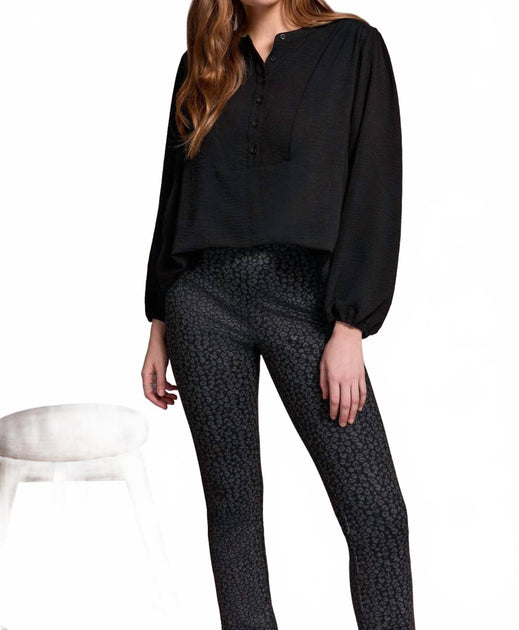 TRIBAL Airflow Long Sleeve Mandarin Collar Blouse Black Small 2