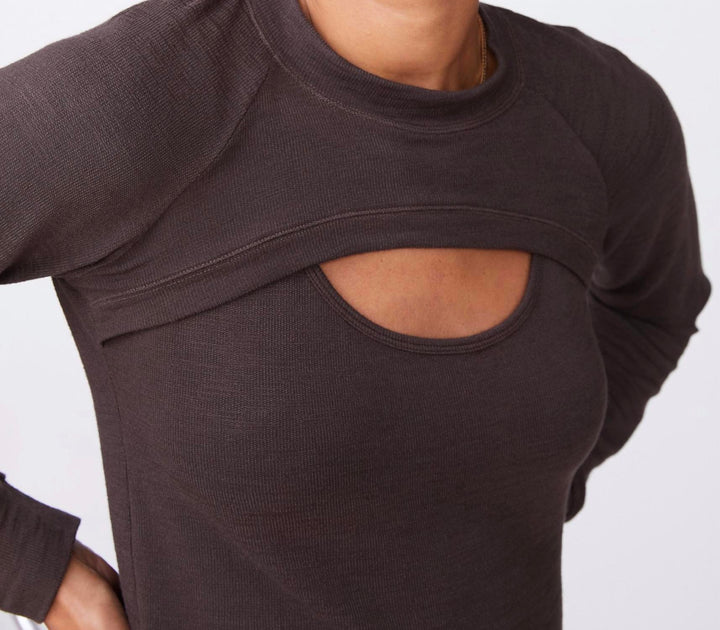 Monrow Peekaboo Sweatshirt Black Medium 3