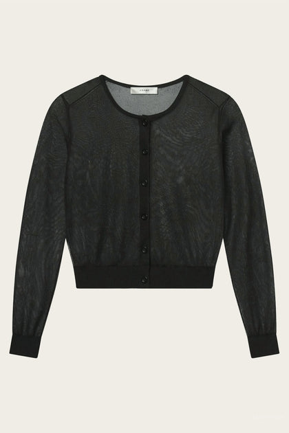 FRAME Luxe Sheer Cardigan Black XSmall 4
