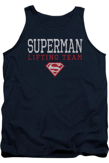 Gildan Superman Lifting Team Tank Top Blue XL 2