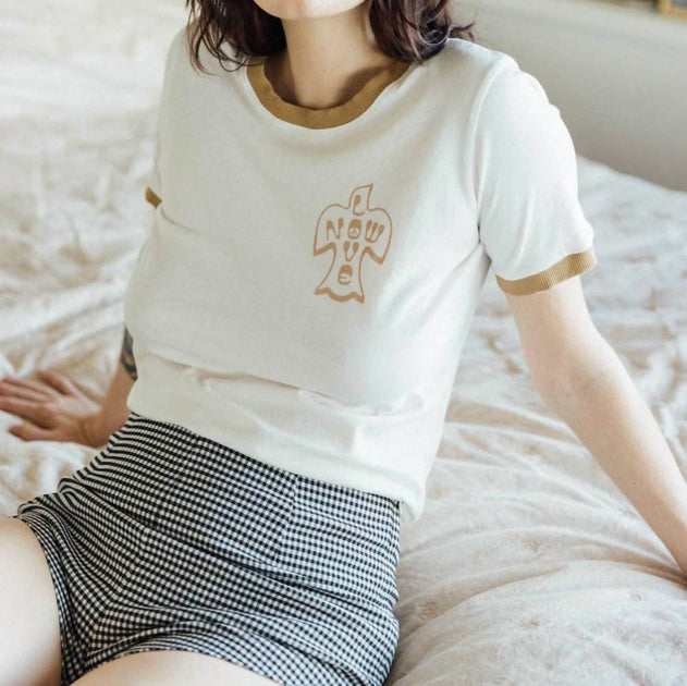 The Bee & The Fox Love Now Fitted Ringer Tee Blanc Small 2