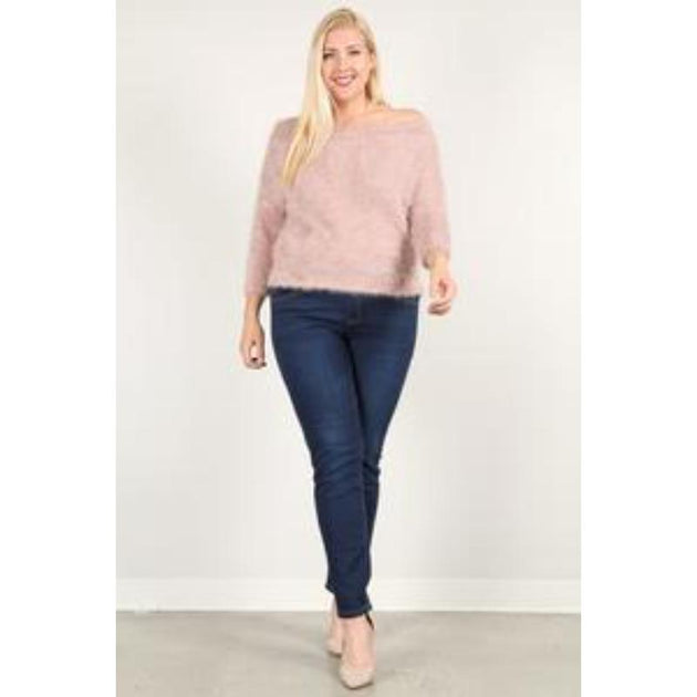 TRUEDAMES Textured Long Sleeve Top Beige 1X 3