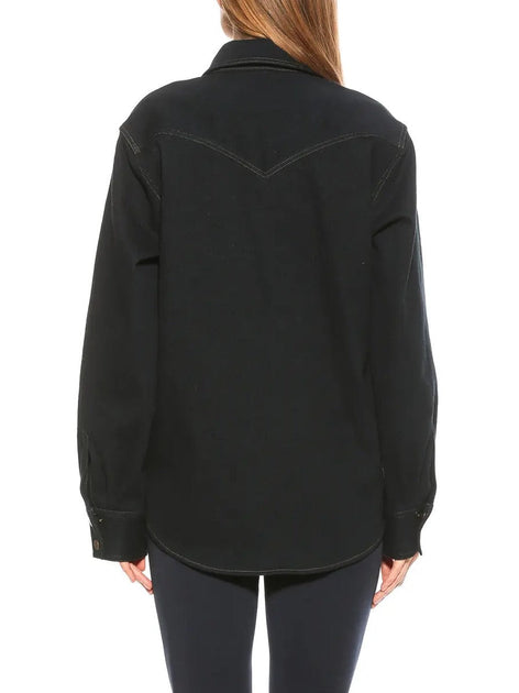 Alexia Admor Della Denim Shirt Black Medium 4