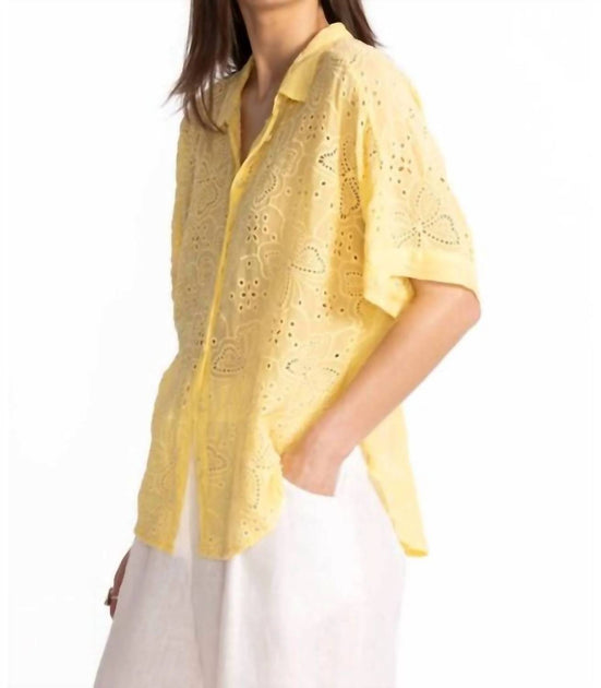 Johnny Was Audrey Short Sleeve Shirt Yellow XS 3