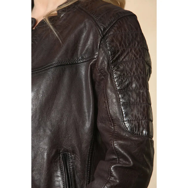 TruClothing Retro Quilted Leather Biker Jacket Brown XSmall 4