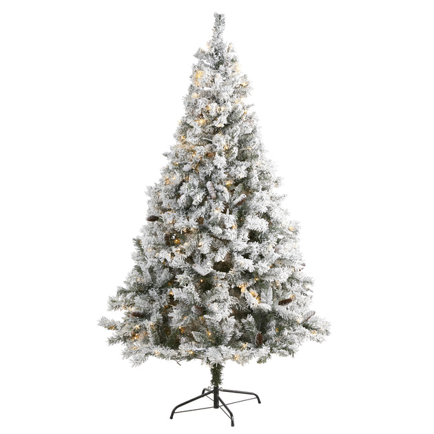 Hivvago 7 ft Flocked White Christmas Tree 2
