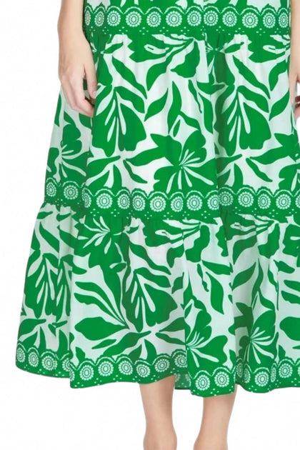 Jade Rüschen-Stufenmaxikleid Grün Medium 4