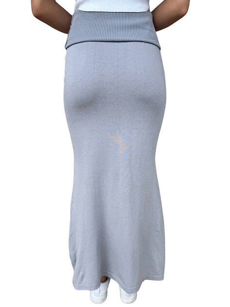 Dipped Shop Hip Wrap Maxi Knit Skirt Blue Medium 4