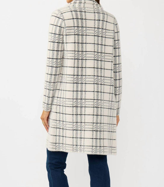 LOVESTITCH Plaid Notched Collar Button Front Cardigan Multi Large 3
