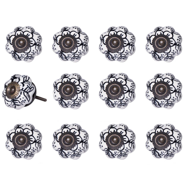 Hivvago Knob White Black Gold 12 Pack 3