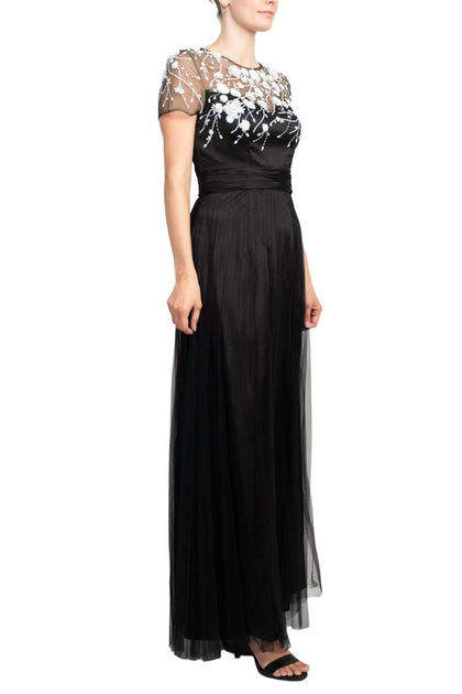 JS Collections Embellished Mesh Maxi Dress Black/Ivory US 4 3