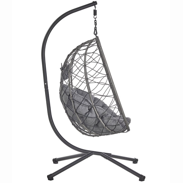 LeisureMod Summit Series Outdoor Egg Swing Chair Black 7