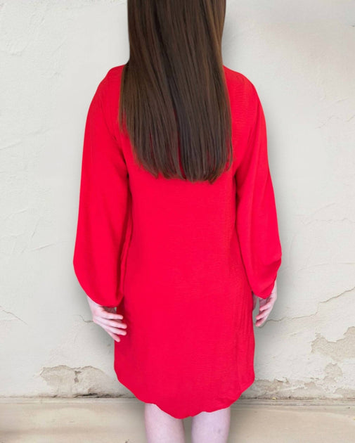 Ivy Jane Deep V-Neck Dress Red Small 4