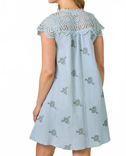 mystree Robe à Manches Œillet Bleu Small 3