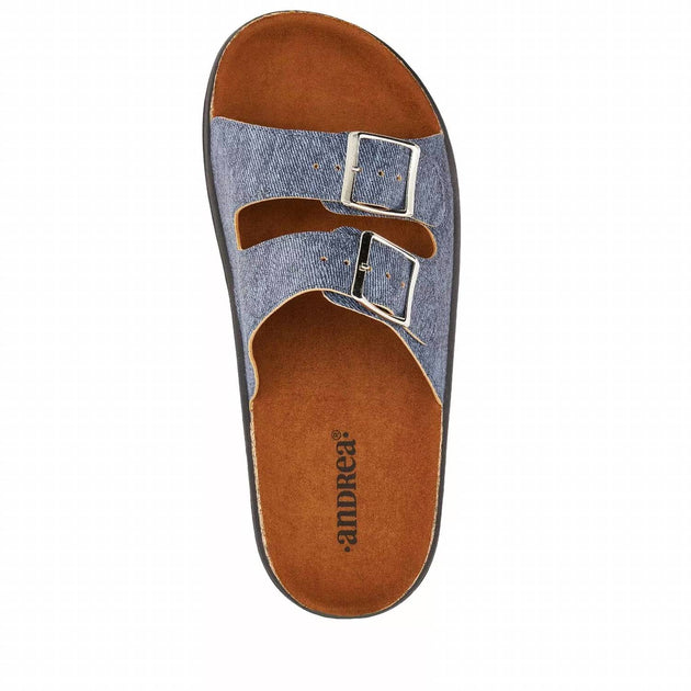 Andrea Double Buckle Strap Sandal Blue US 6 4