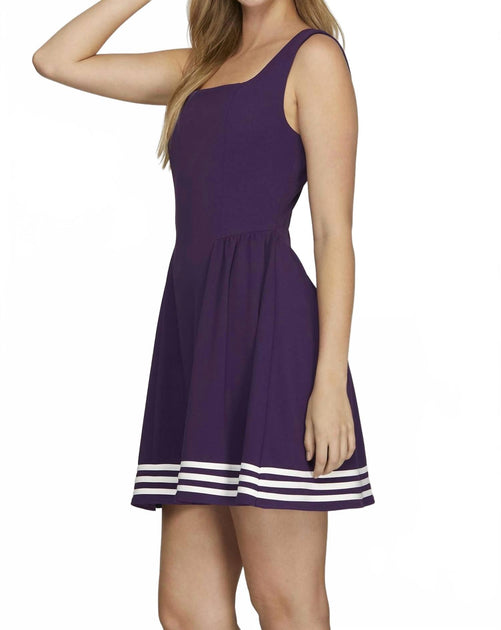 SHE + SKY Game Day Robe Mini Sans Manches Col Carré Purple Small 4