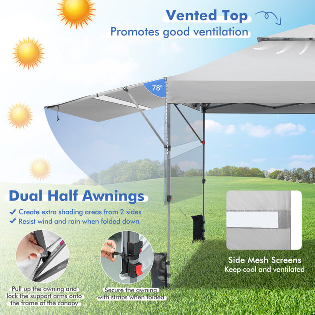 Hivvago 10 x 17.6 ft Outdoor Pop-up Canopy Tent White 6