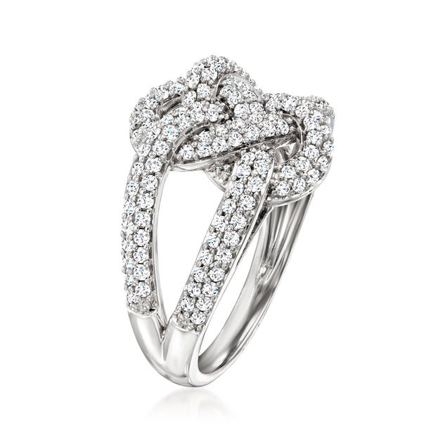 Ross-Simons Diamond Woven Knot Ring White US 9 4