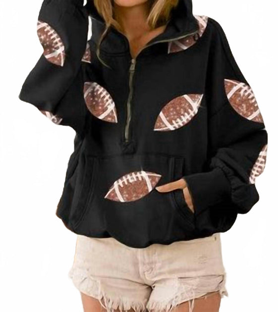 BiBi Football Sequin Half Zip Up Hoodie Multi Large 3