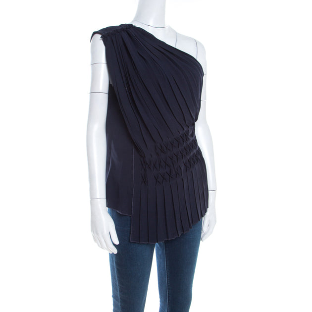 Escada Nienke One Shoulder Top Navy Blue Medium 3