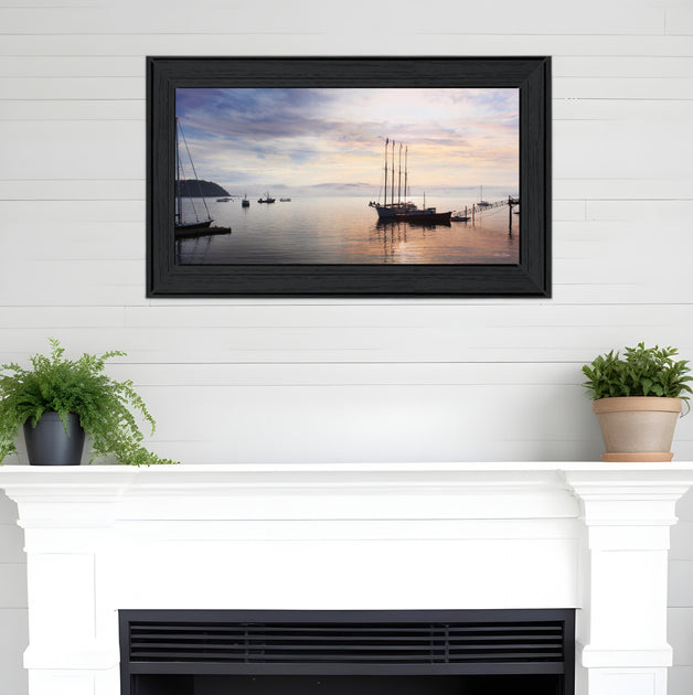 Hivvago Bar Harbor Silhouettes 2 Black Framed Print Wall Art 2