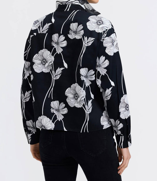 Foxcroft Marina Poppy Shirt Black Small 3