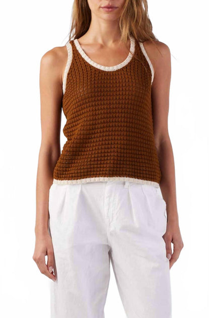 AMO Amy Sleeveless Sweater Brown Medium 2