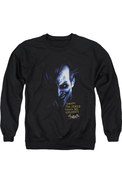 Gildan Batman Arkham Asylum Joker Crewneck Sweatshirt Black Small 2