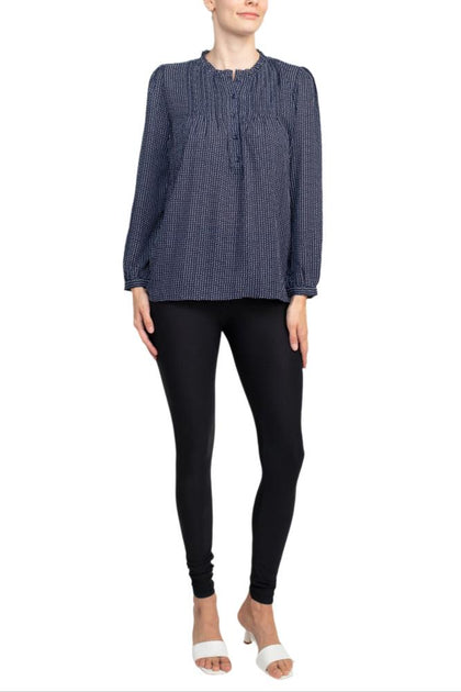 TRUEDAMES Crew Neck Long Sleeve Woven Top Multi Medium 2