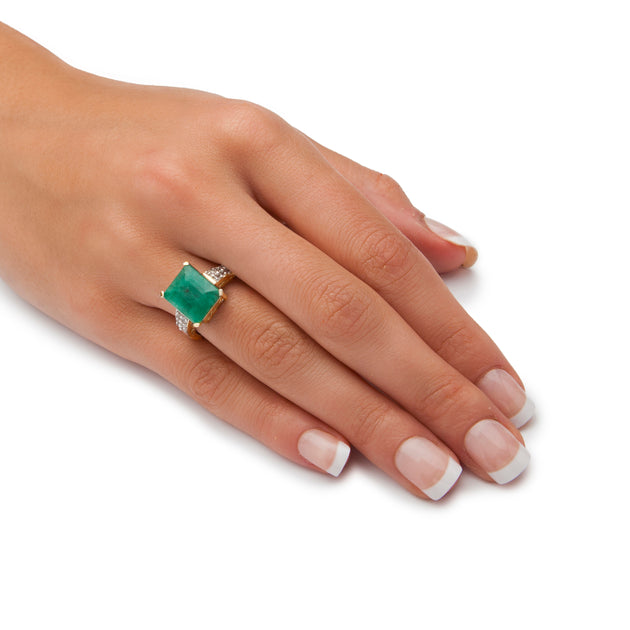 Palm Emerald and Topaz 18k Gold-Plated Sterling Silver Ring Green US 8 4