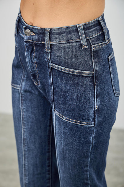 TRUEDAMES High Rise Boot Cut Jeans Dark Blue 2X 4