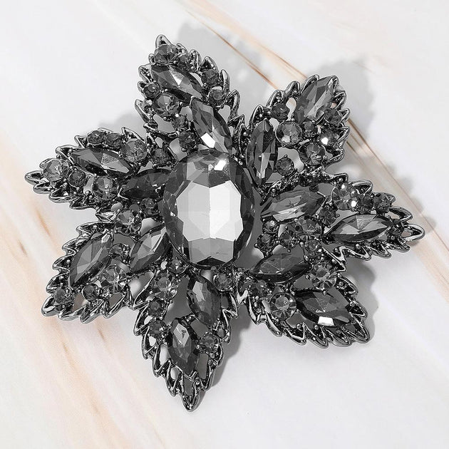 FASHNZFAB Floral Stone Pin Brooch Pink 2