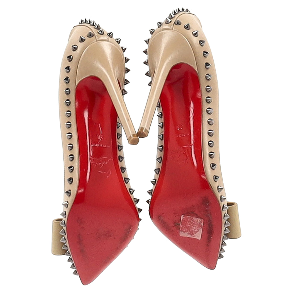 RED HEELS 「Lucifer / Decision」 Christian Louboutin Lucifer 120 Spiked Pumps In Nude Leather