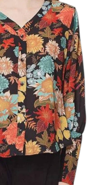 ISLE by Melis Kozan Poet Long Sleeve Top Black Large 4