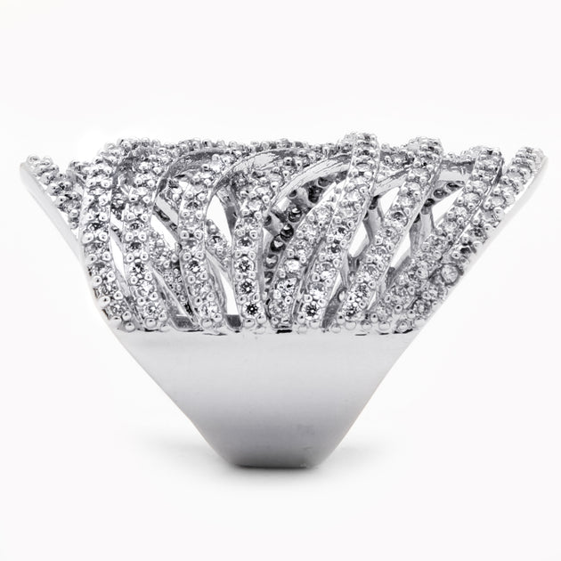 Palm Cubic Zirconia Ring White US 10 3