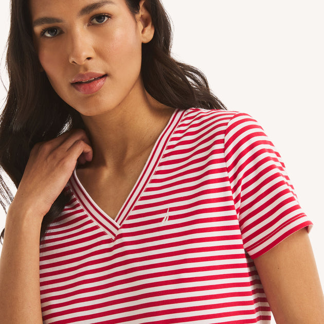 Nautica Striped V-Neck Dress Multi Large 4