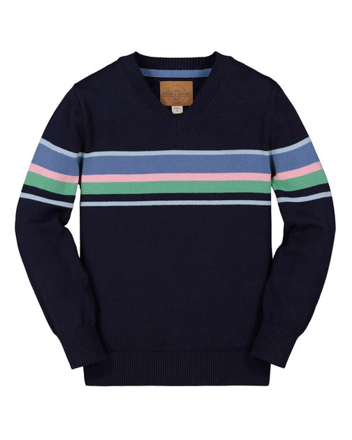 Hope & Henry Klassischer V-Ausschnitt Pullover Blau 3-6 Monate 2