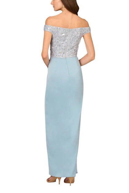 Aidan Mattox robe longue en satin sans épaules avec perles Multi US 8 3