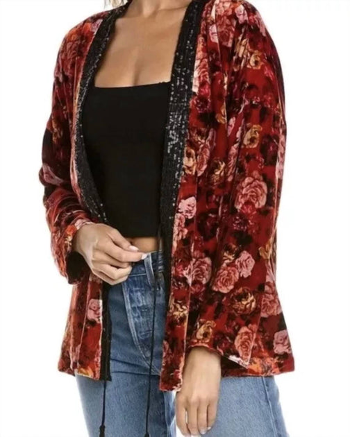 Johnny Was Billie Short Kimono Jacket Red Small 4