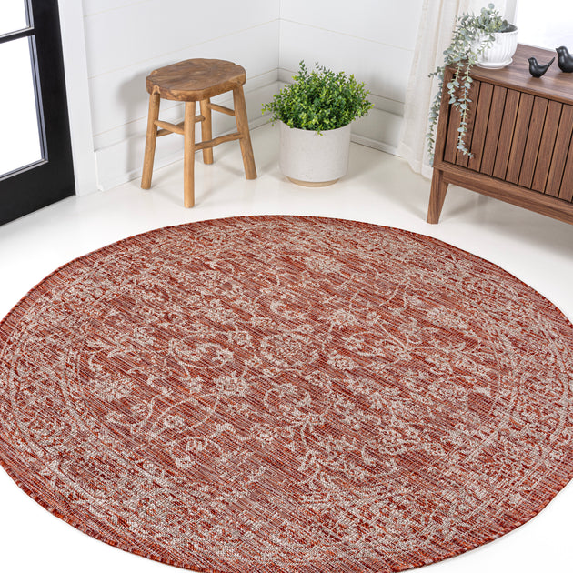 Jonathan Y Tela Round Rug Red 2