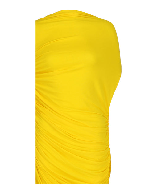 Salvatore Ferragamo Asymmetric Draped Midi Dress Yellow EU 36 4