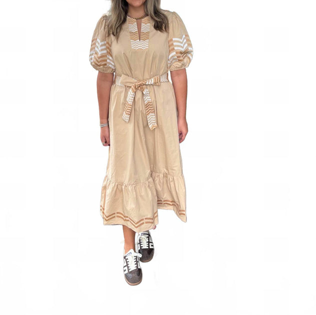 Strut & Bolt Golden Sands Midikleid Beige S 2