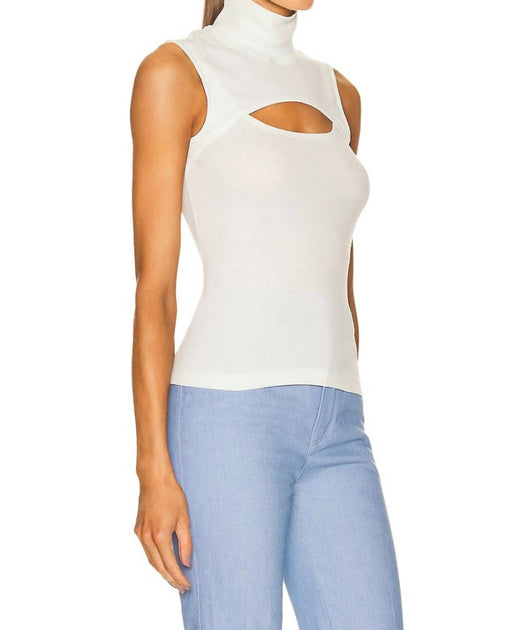 Rosetta Getty Sleeveless Cutout Turtleneck Top Blue XS 3