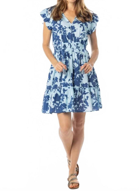 Bindu Anais V-Neck Mini Dress Blue Medium 3