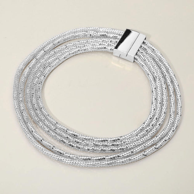 FASHNZFAB Multi-Strand Chain Necklace Rhodium Silver One Size 2