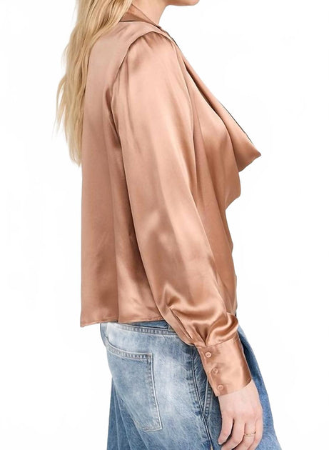 L'Agence Lotus Cowl Neck Top Pink Medium 3
