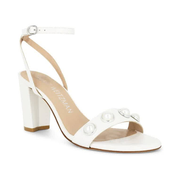 Stuart Weitzman Nearlybare Portia 85 Leather Sandals White US 5.5 3